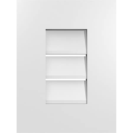 Ekena Millwork Vertical Surface Mount PVC Gable Vent: Functional, w/ 3-1/2"W x 1"P Standard Frame, 12"W x 16"H GVPVE12X1601SF